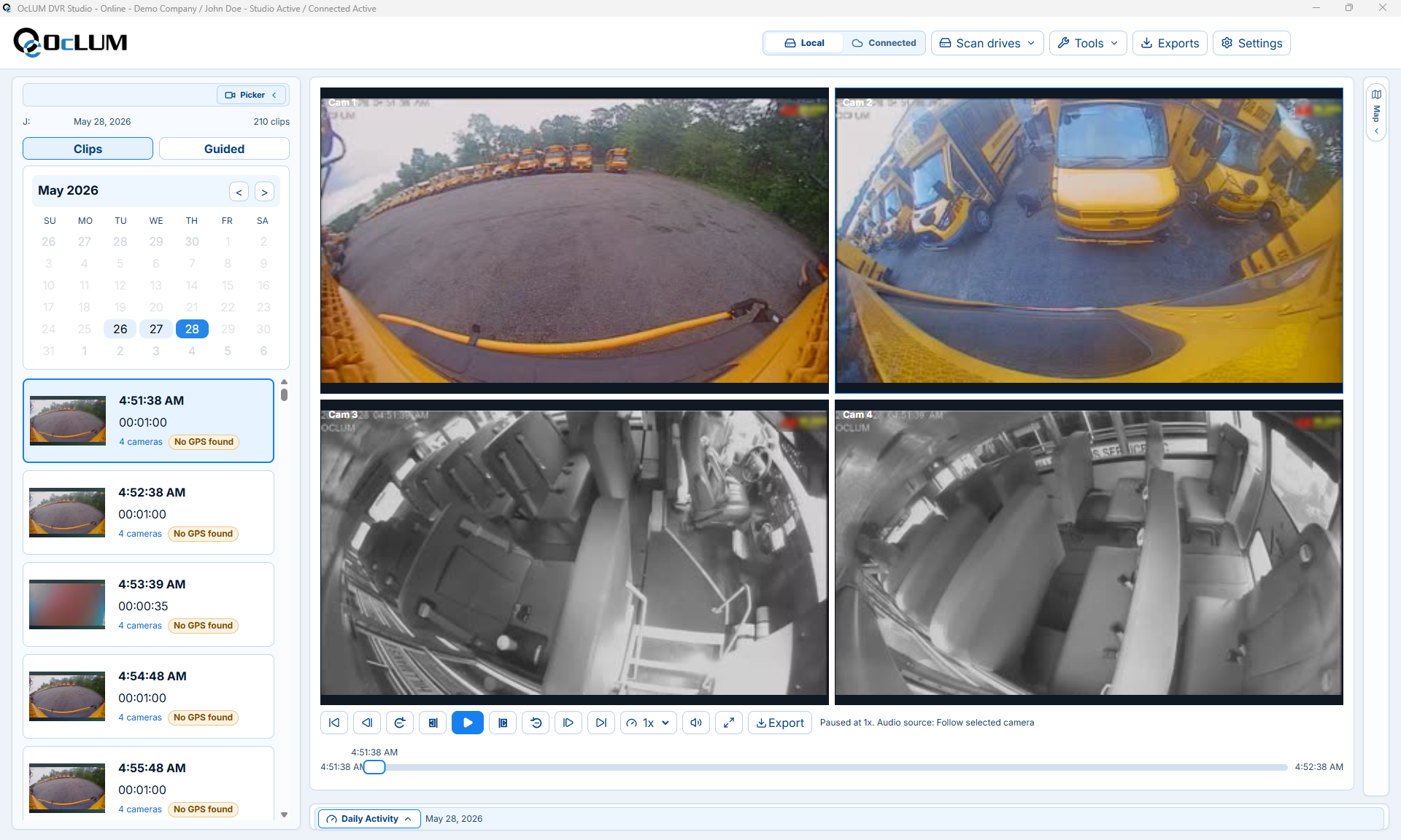 Eagle View four-camera viewing software screen