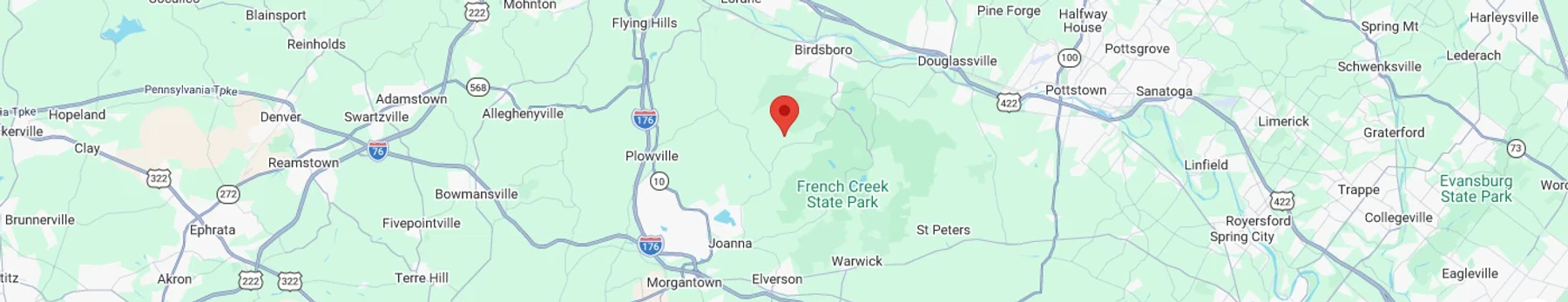 Street map showing the Birdsboro, Pennsylvania area near OcLUM